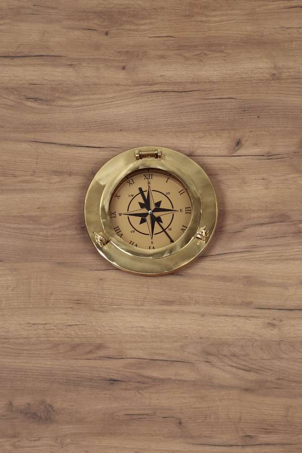 Brass Cast Decorative Compass Visual Handmade Clock 